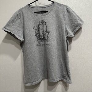 Life is Good women’s XL Crusher T-Shirt with Owl Design,gray